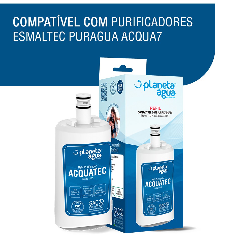 Refil Filtro Aquatec para Purificador de Água Esmaltec Puragua Acqua 7 compatibilidade Refil Filtro Aquatec para Purificador de Água Esmaltec Puragua Acqua 7 compatibilidade