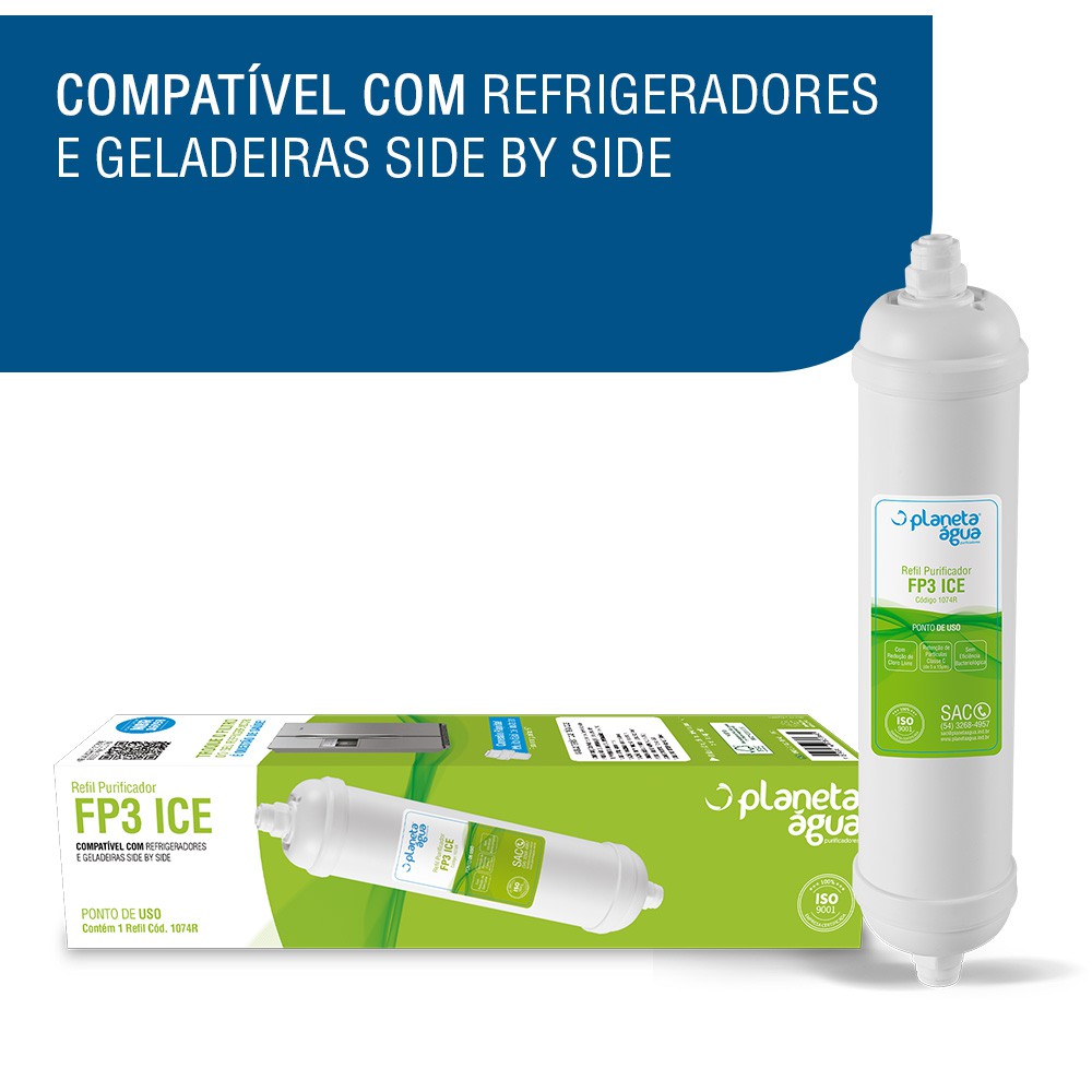 Refil Filtro FP3 Ice para Refrigeradores e Geladeiras Side by Side compatibilidade