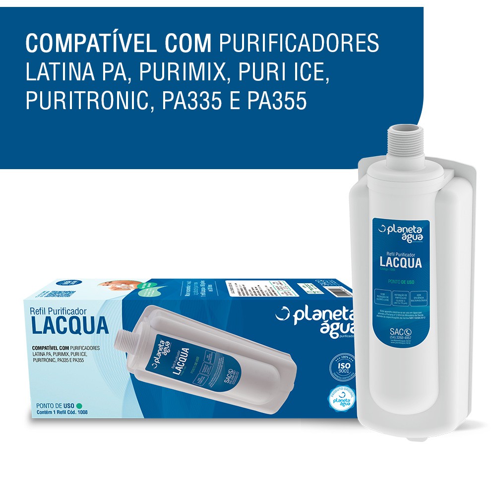 Refil Filtro Lacqua para Purificador de Água Latina compatibilidade Refil Filtro Lacqua para Purificador de Água Latina compatibilidade