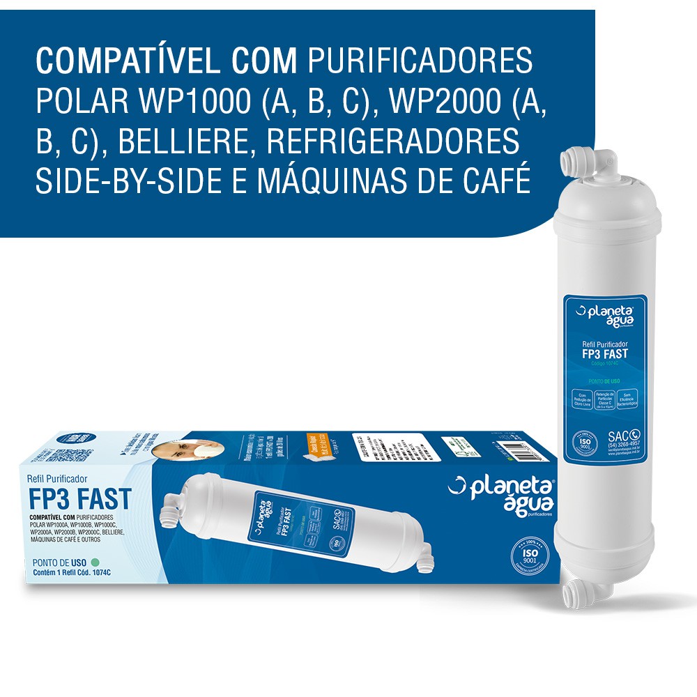 Refil Filtro FP3 Fast para Purificador de Água Polar compatibilidade Refil Filtro FP3 Fast para Purificador de Água Polar compatibilidade